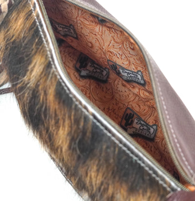 Cosmic Cowgirl - Brindle w/ Mint Chocolate Tool-Cosmic Cowgirl-Western-Cowhide-Bags-Handmade-Products-Gifts-Dancing Cactus Designs