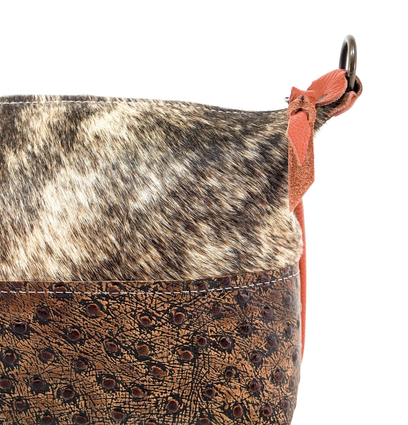 Cosmic Cowgirl - Brindle w/ Ostrich-Cosmic Cowgirl-Western-Cowhide-Bags-Handmade-Products-Gifts-Dancing Cactus Designs