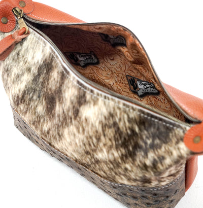 Cosmic Cowgirl - Brindle w/ Ostrich-Cosmic Cowgirl-Western-Cowhide-Bags-Handmade-Products-Gifts-Dancing Cactus Designs