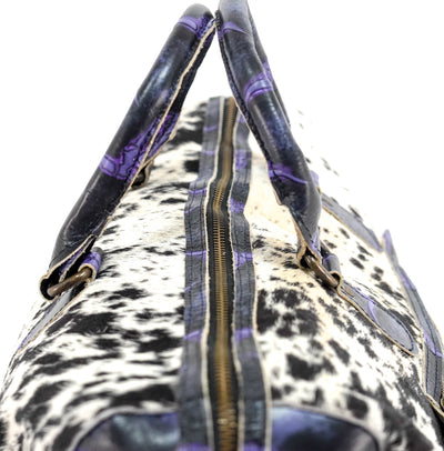 Duffel - Black & White w/ Midnight Rain Skulls-Duffel-Western-Cowhide-Bags-Handmade-Products-Gifts-Dancing Cactus Designs