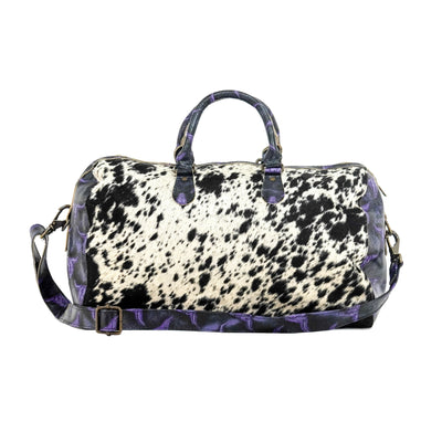 Duffel - Black & White w/ Midnight Rain Skulls-Duffel-Western-Cowhide-Bags-Handmade-Products-Gifts-Dancing Cactus Designs