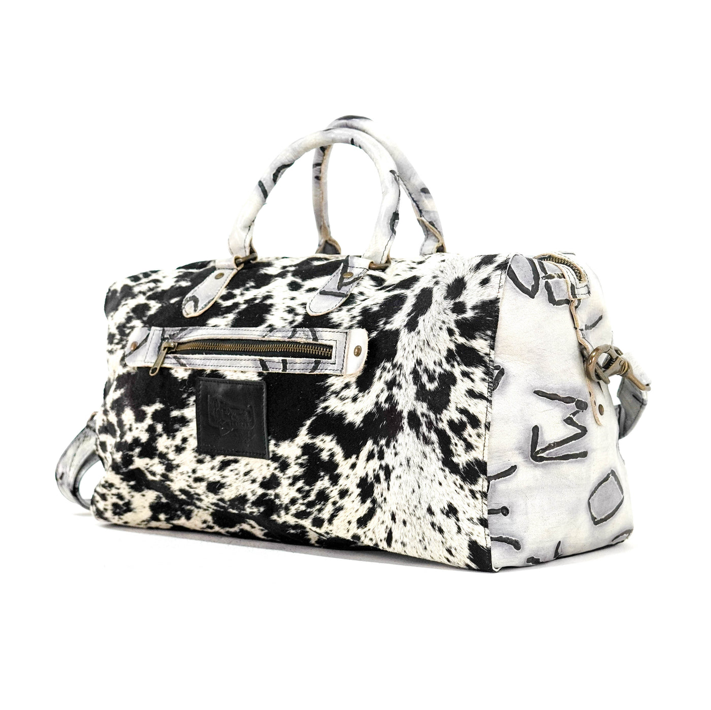 Duffel - Black & White w/ Smoke Show Brands-Duffel-Western-Cowhide-Bags-Handmade-Products-Gifts-Dancing Cactus Designs