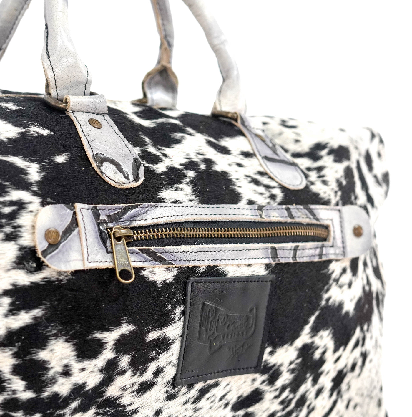 Duffel - Black & White w/ Smoke Show Brands-Duffel-Western-Cowhide-Bags-Handmade-Products-Gifts-Dancing Cactus Designs