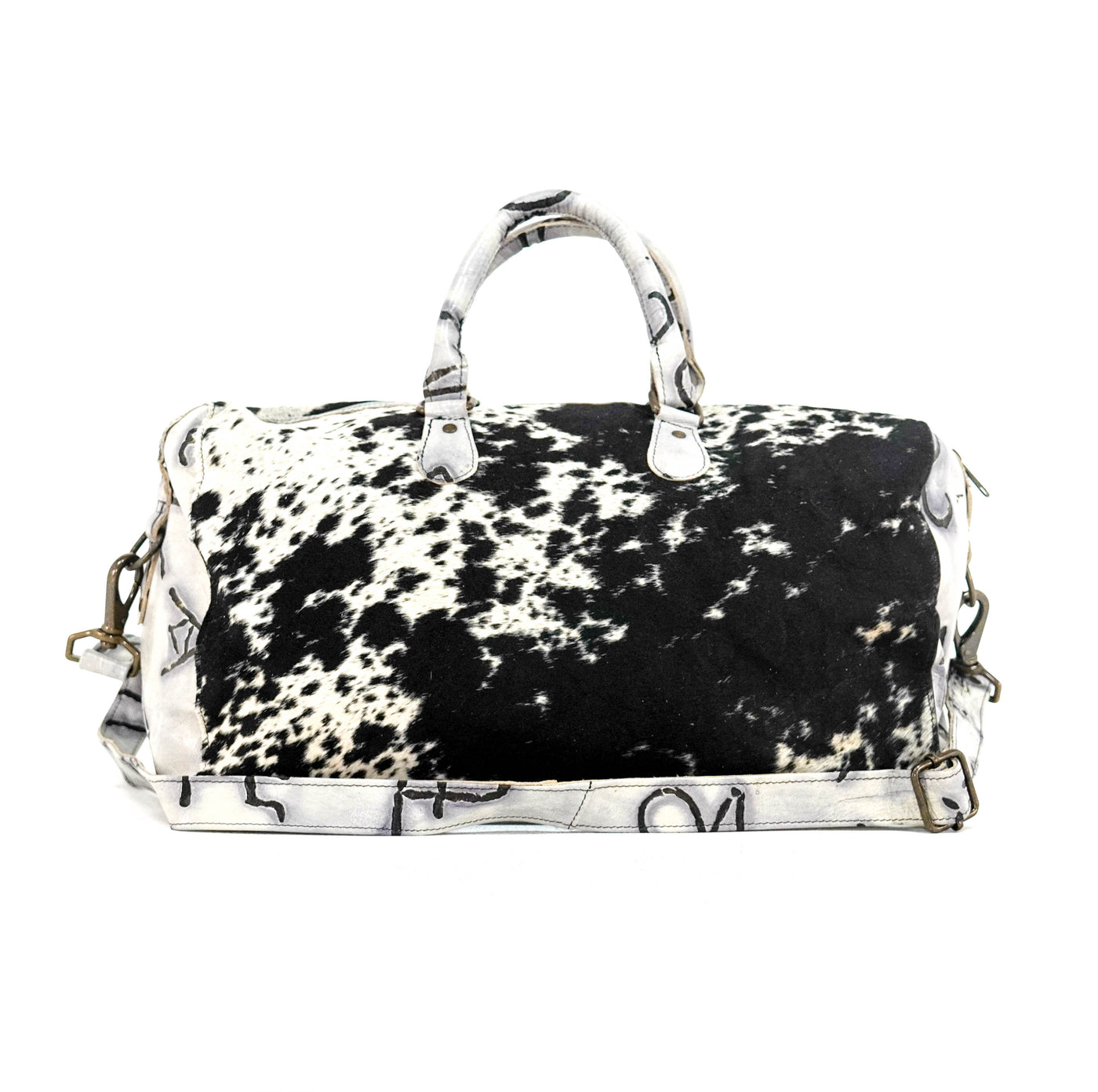 Duffel - Black & White w/ Smoke Show Brands-Duffel-Western-Cowhide-Bags-Handmade-Products-Gifts-Dancing Cactus Designs