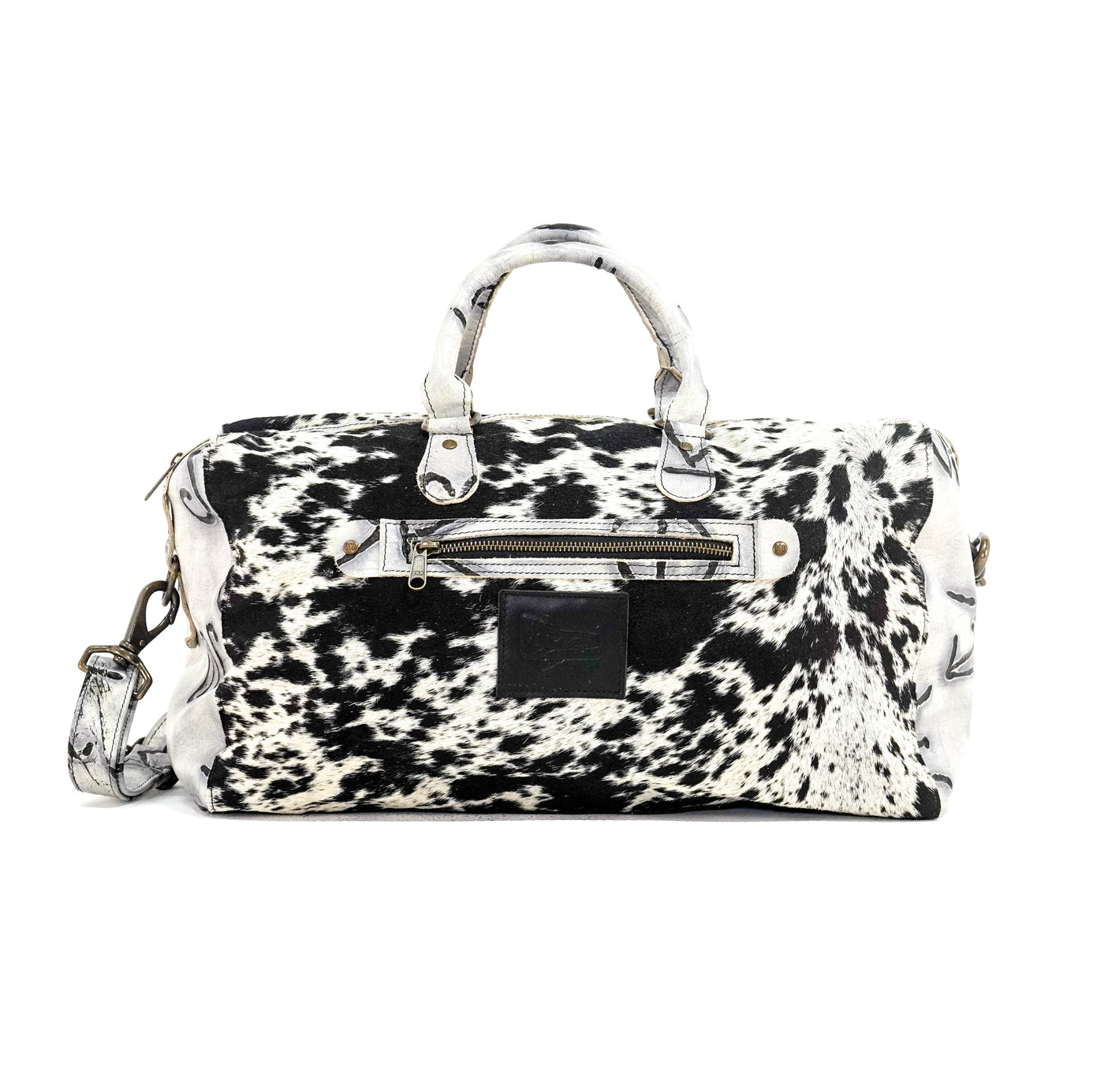 Duffel - Black & White w/ Smoke Show Brands-Duffel-Western-Cowhide-Bags-Handmade-Products-Gifts-Dancing Cactus Designs