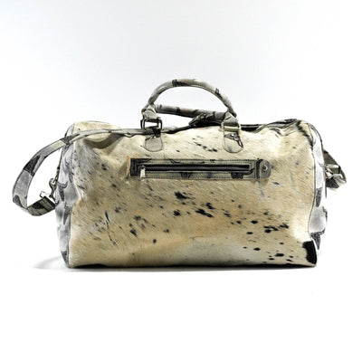 Duffel - Black & White w/ Smoke Show Skulls-Duffel-Western-Cowhide-Bags-Handmade-Products-Gifts-Dancing Cactus Designs