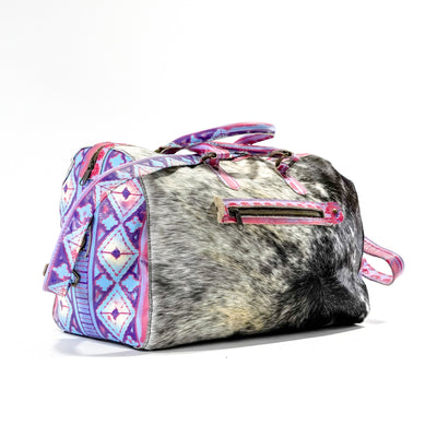Duffel - Black & White w/ Unicorn Navajo-Duffel-Western-Cowhide-Bags-Handmade-Products-Gifts-Dancing Cactus Designs