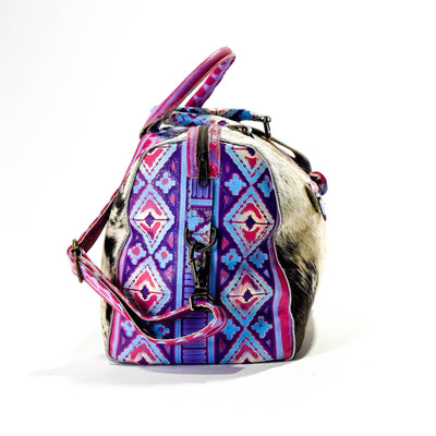 Duffel - Black & White w/ Unicorn Navajo-Duffel-Western-Cowhide-Bags-Handmade-Products-Gifts-Dancing Cactus Designs