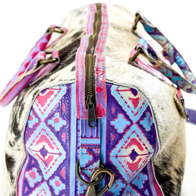 Duffel - Black & White w/ Unicorn Navajo-Duffel-Western-Cowhide-Bags-Handmade-Products-Gifts-Dancing Cactus Designs