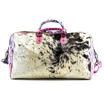 Duffel - Black & White w/ Unicorn Navajo-Duffel-Western-Cowhide-Bags-Handmade-Products-Gifts-Dancing Cactus Designs