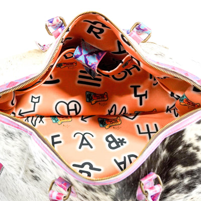 Duffel - Black & White w/ Unicorn Navajo-Duffel-Western-Cowhide-Bags-Handmade-Products-Gifts-Dancing Cactus Designs
