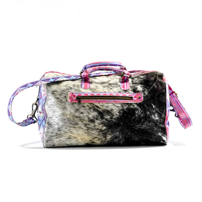 Duffel - Black & White w/ Unicorn Navajo-Duffel-Western-Cowhide-Bags-Handmade-Products-Gifts-Dancing Cactus Designs
