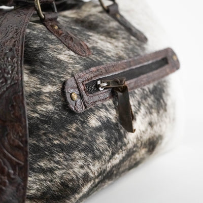 Duffel - Brindle w/ Cowboy Tool-Duffel-Western-Cowhide-Bags-Handmade-Products-Gifts-Dancing Cactus Designs