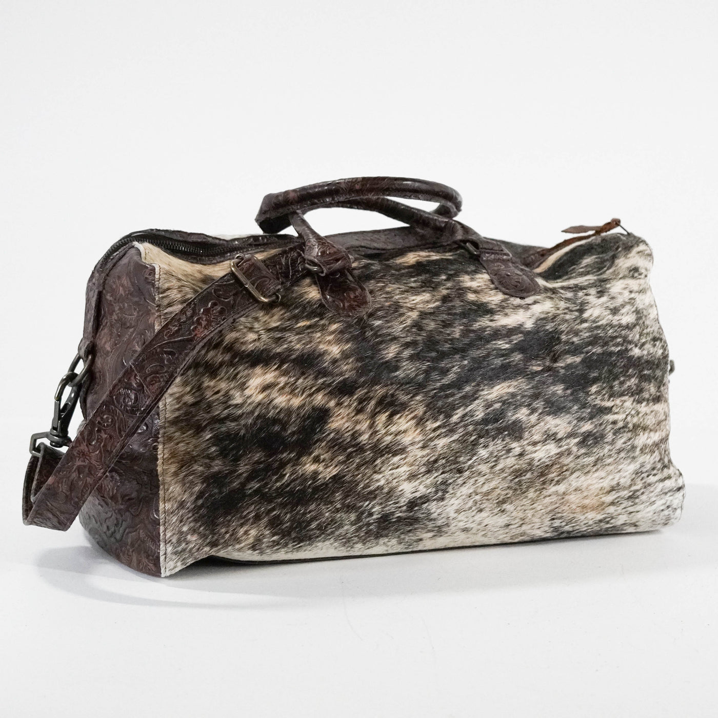 Duffel - Brindle w/ Cowboy Tool-Duffel-Western-Cowhide-Bags-Handmade-Products-Gifts-Dancing Cactus Designs