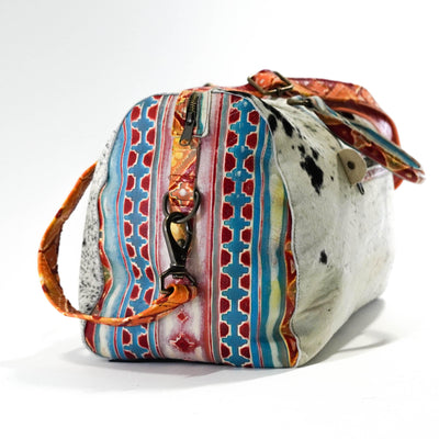 Duffel - Chocolate & White w/ Great Plains Navajo-Duffel-Western-Cowhide-Bags-Handmade-Products-Gifts-Dancing Cactus Designs