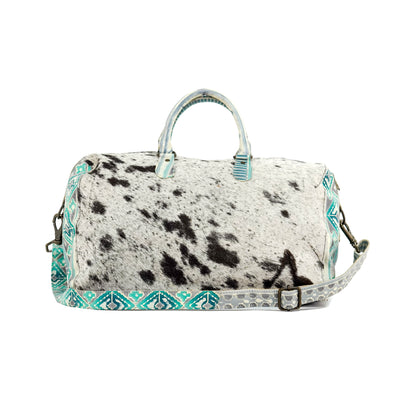 Duffel - Chocolate & White w/ Royston Navajo-Duffel-Western-Cowhide-Bags-Handmade-Products-Gifts-Dancing Cactus Designs