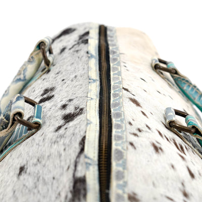 Duffel - Chocolate & White w/ Royston Navajo-Duffel-Western-Cowhide-Bags-Handmade-Products-Gifts-Dancing Cactus Designs