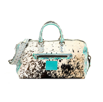 Duffel - Chocolate & White w/ Royston Navajo-Duffel-Western-Cowhide-Bags-Handmade-Products-Gifts-Dancing Cactus Designs
