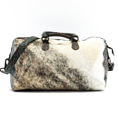 Duffel - Exotic Brindle w/ Evergreen Tool-Duffel-Western-Cowhide-Bags-Handmade-Products-Gifts-Dancing Cactus Designs