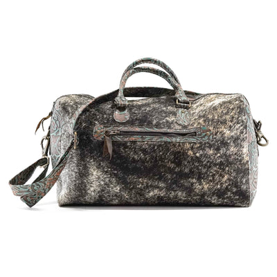 Duffel - Exotic Brindle w/ Evergreen Tool-Duffel-Western-Cowhide-Bags-Handmade-Products-Gifts-Dancing Cactus Designs