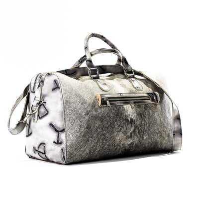 Duffel - Grey Brindle w/ Smoke Show Brands-Duffel-Western-Cowhide-Bags-Handmade-Products-Gifts-Dancing Cactus Designs