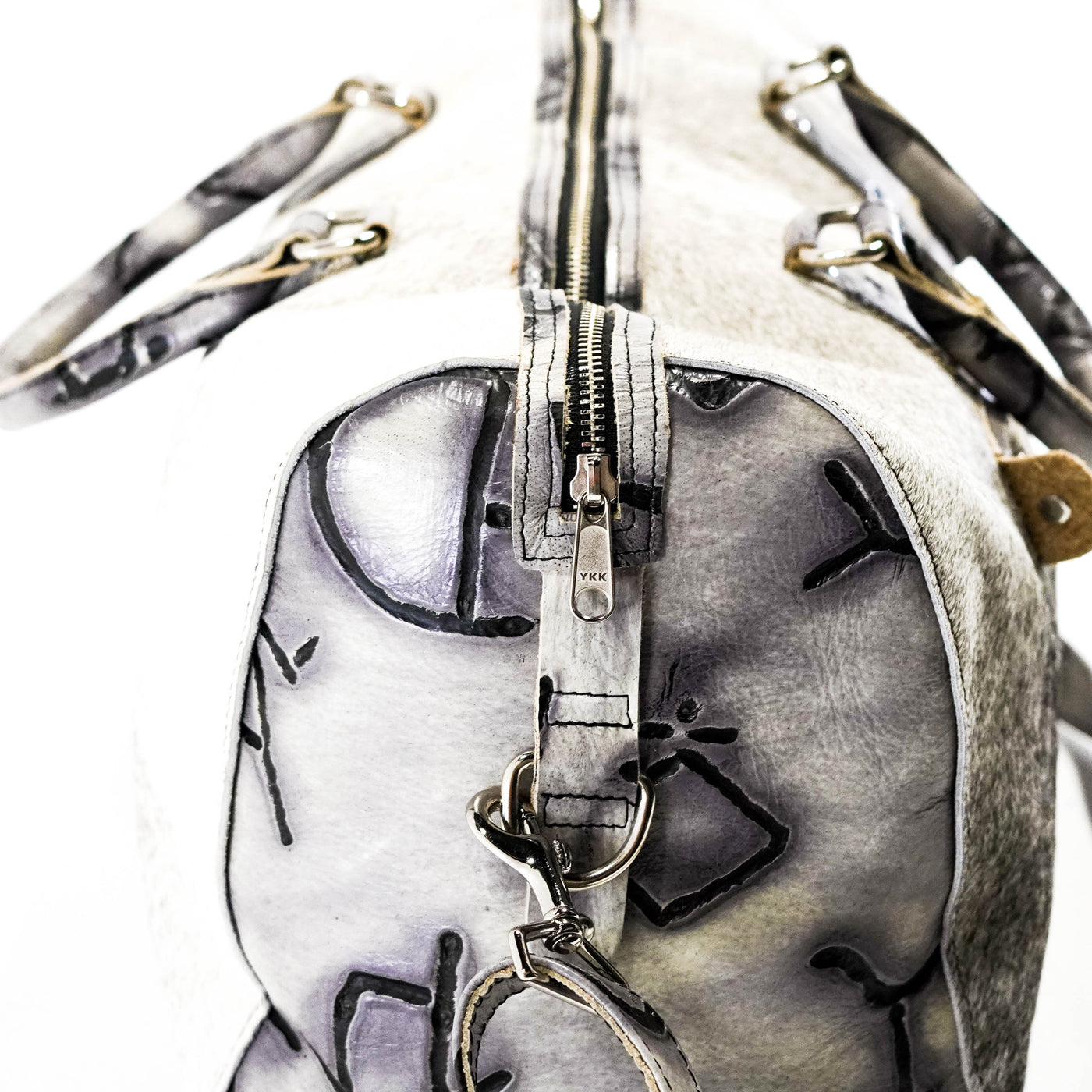 Duffel - Grey Brindle w/ Smoke Show Brands-Duffel-Western-Cowhide-Bags-Handmade-Products-Gifts-Dancing Cactus Designs