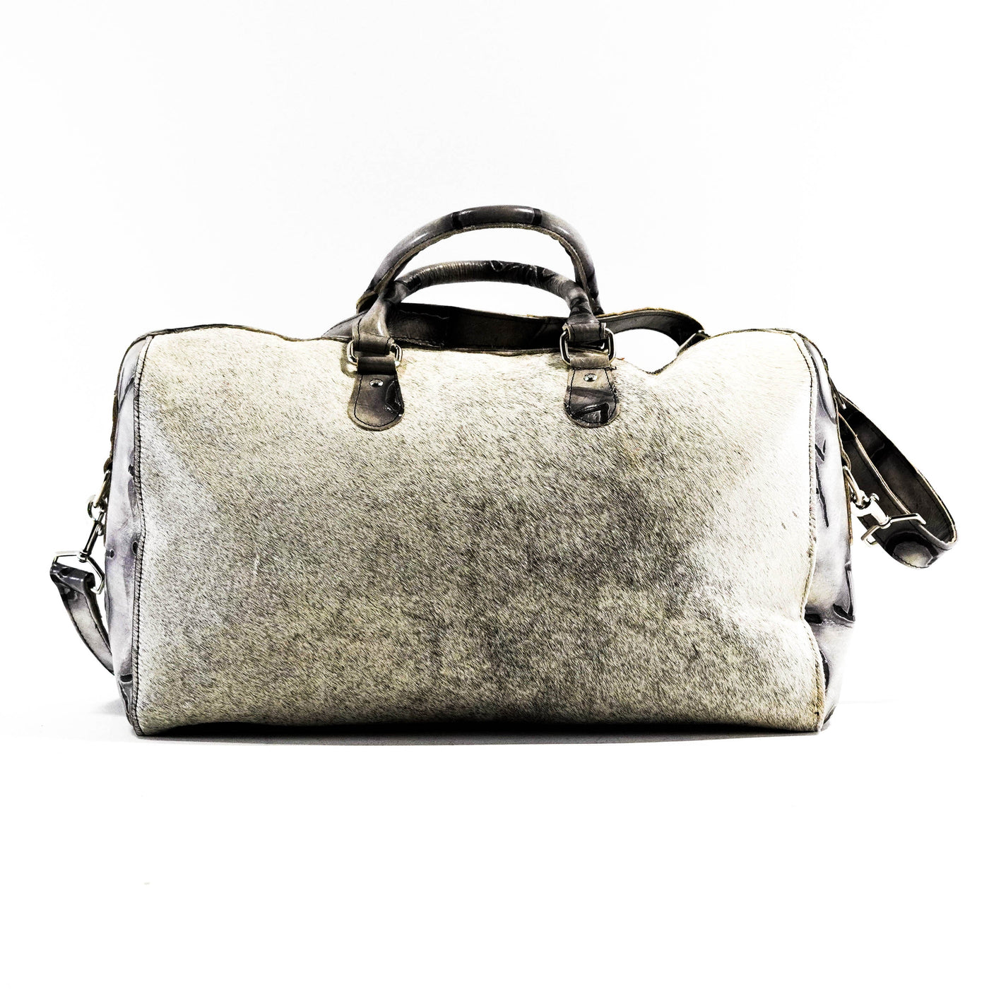Duffel - Grey Brindle w/ Smoke Show Brands-Duffel-Western-Cowhide-Bags-Handmade-Products-Gifts-Dancing Cactus Designs