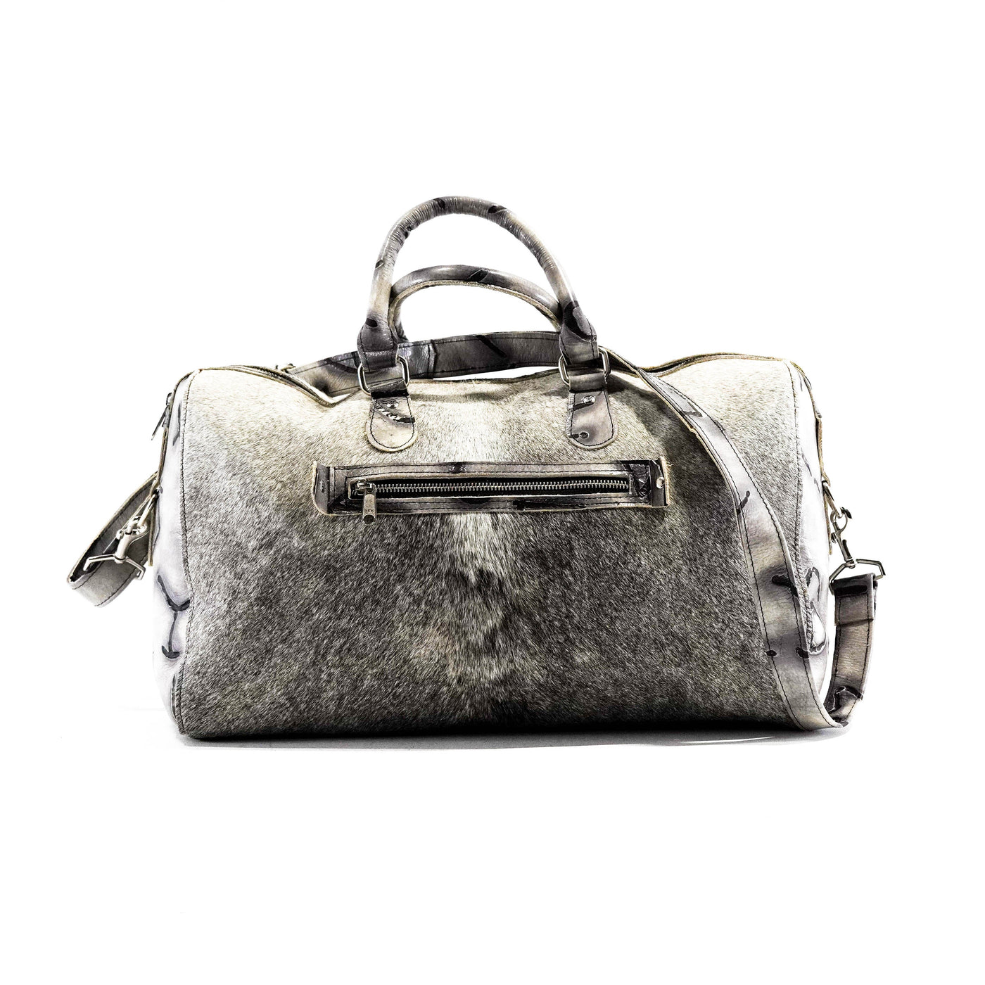 Duffel - Grey Brindle w/ Smoke Show Brands-Duffel-Western-Cowhide-Bags-Handmade-Products-Gifts-Dancing Cactus Designs
