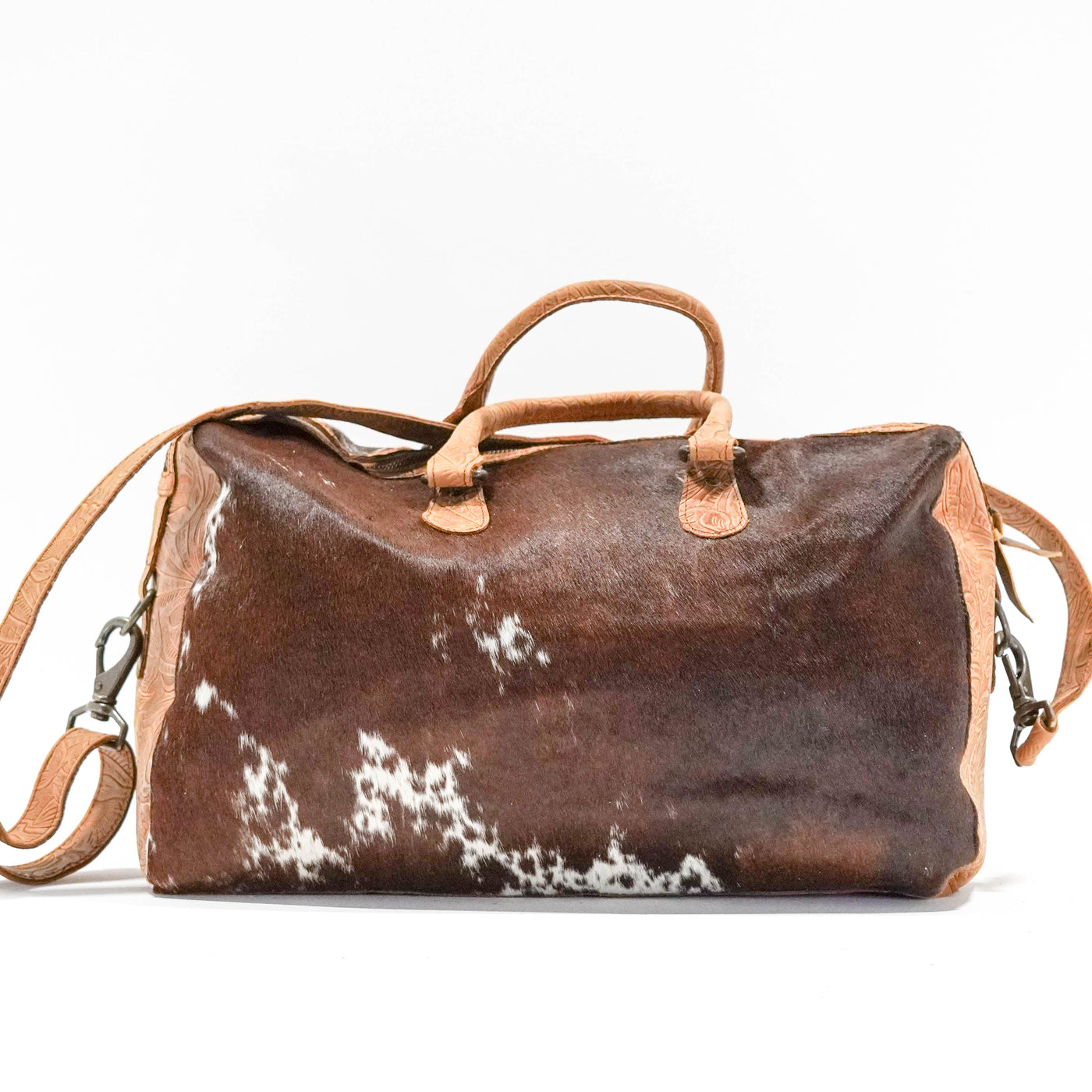 Duffel - Longhorn w/ Bison Denver Tool-Duffel-Western-Cowhide-Bags-Handmade-Products-Gifts-Dancing Cactus Designs