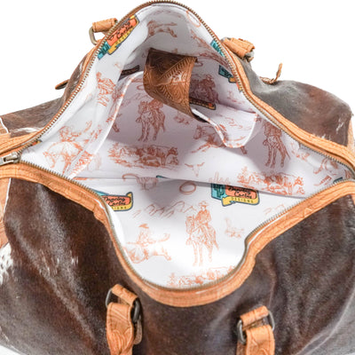 Duffel - Longhorn w/ Bison Denver Tool-Duffel-Western-Cowhide-Bags-Handmade-Products-Gifts-Dancing Cactus Designs