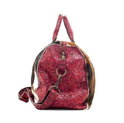 Duffel - Tricolor w/ Red Tool-Duffel-Western-Cowhide-Bags-Handmade-Products-Gifts-Dancing Cactus Designs