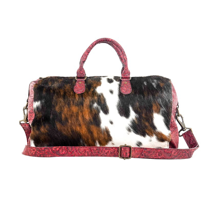 Duffel - Tricolor w/ Red Tool-Duffel-Western-Cowhide-Bags-Handmade-Products-Gifts-Dancing Cactus Designs