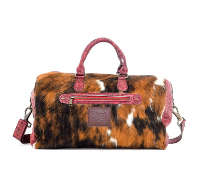 Duffel - Tricolor w/ Red Tool-Duffel-Western-Cowhide-Bags-Handmade-Products-Gifts-Dancing Cactus Designs