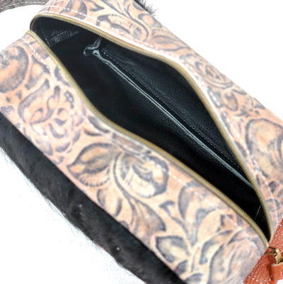 Dutton - Black & White w/ Antique Sundance Roses-Dutton-Western-Cowhide-Bags-Handmade-Products-Gifts-Dancing Cactus Designs