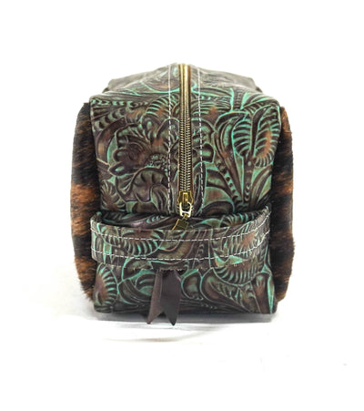 Dutton - Brindle w/ Turquoise Dallas Tool-Dutton-Western-Cowhide-Bags-Handmade-Products-Gifts-Dancing Cactus Designs