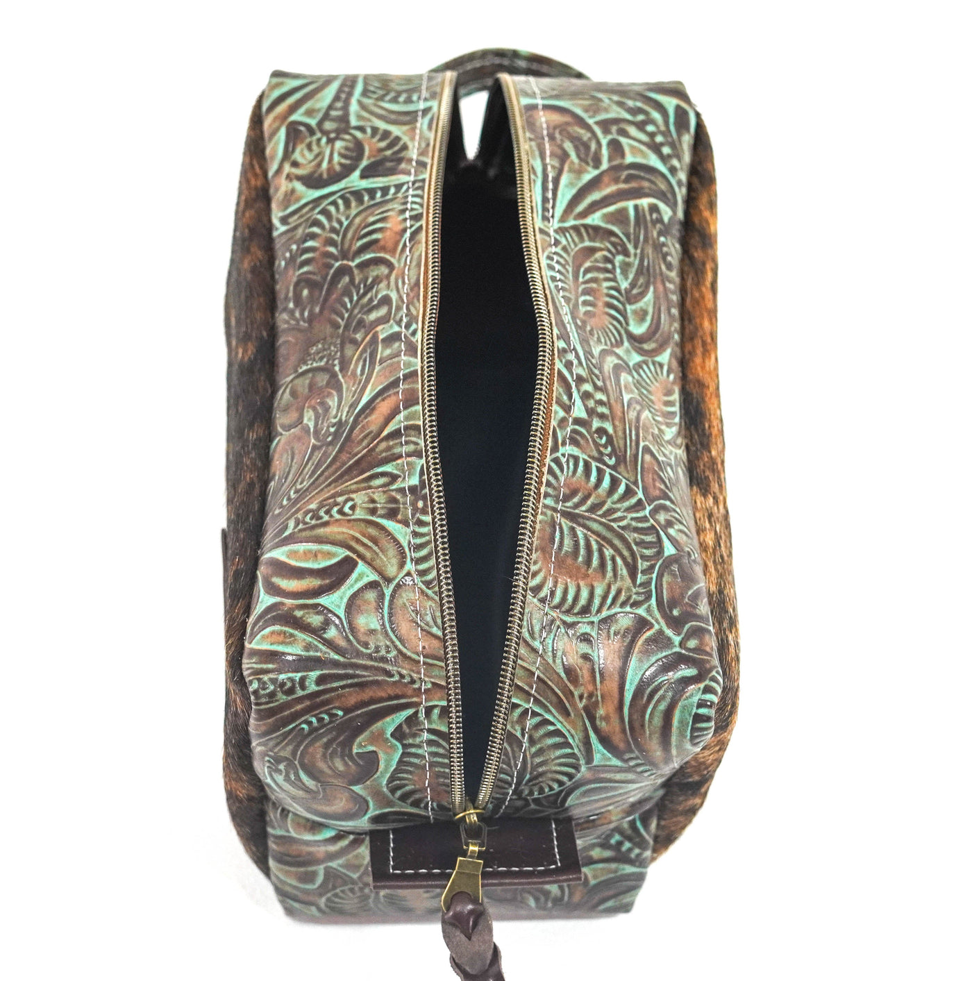 Dutton - Brindle w/ Turquoise Dallas Tool-Dutton-Western-Cowhide-Bags-Handmade-Products-Gifts-Dancing Cactus Designs