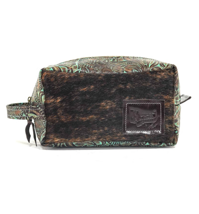 Dutton - Brindle w/ Turquoise Dallas Tool-Dutton-Western-Cowhide-Bags-Handmade-Products-Gifts-Dancing Cactus Designs