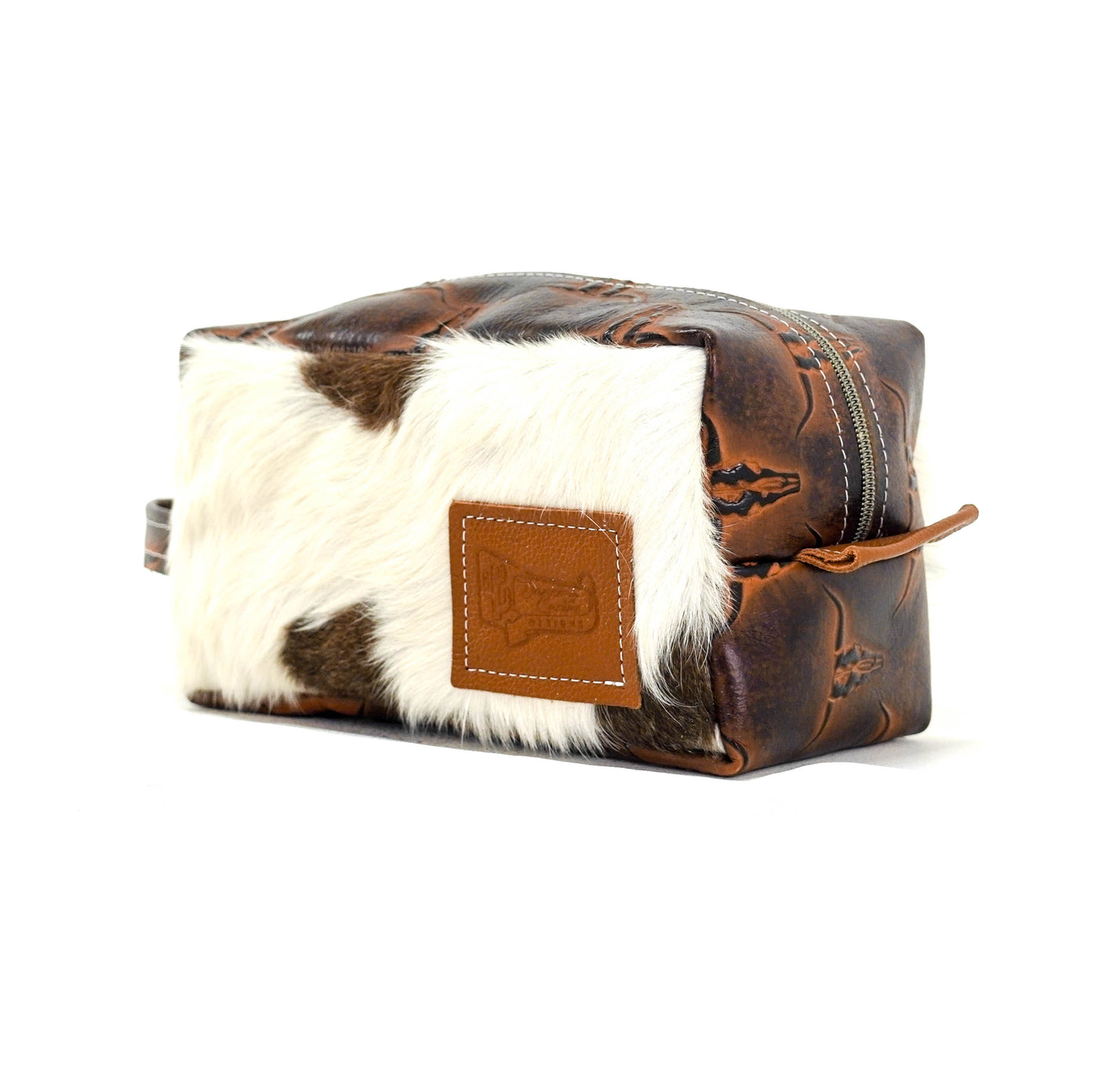 Dutton - Chocolate & White w/ Burnt Skulls-Dutton-Western-Cowhide-Bags-Handmade-Products-Gifts-Dancing Cactus Designs