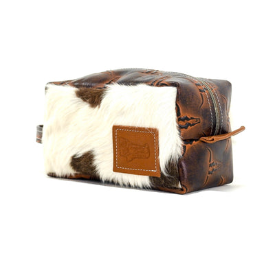 Dutton - Chocolate & White w/ Burnt Skulls-Dutton-Western-Cowhide-Bags-Handmade-Products-Gifts-Dancing Cactus Designs