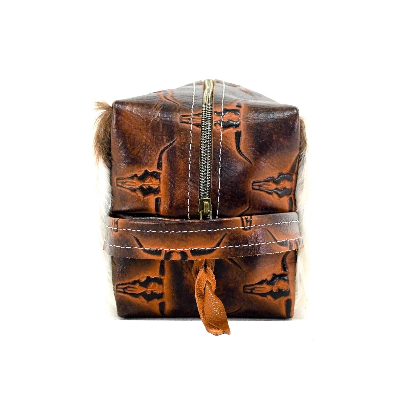 Dutton - Chocolate & White w/ Burnt Skulls-Dutton-Western-Cowhide-Bags-Handmade-Products-Gifts-Dancing Cactus Designs