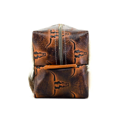 Dutton - Chocolate & White w/ Burnt Skulls-Dutton-Western-Cowhide-Bags-Handmade-Products-Gifts-Dancing Cactus Designs
