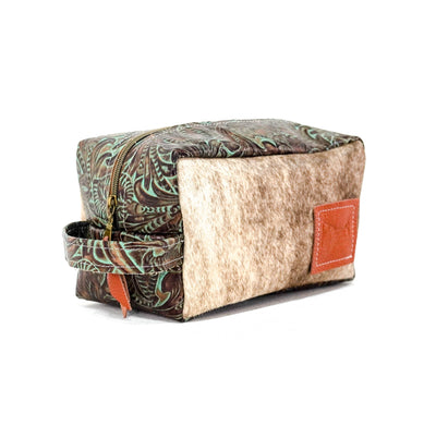 Dutton - Light Brindle w/ Turquoise Dallas Tool-Dutton-Western-Cowhide-Bags-Handmade-Products-Gifts-Dancing Cactus Designs