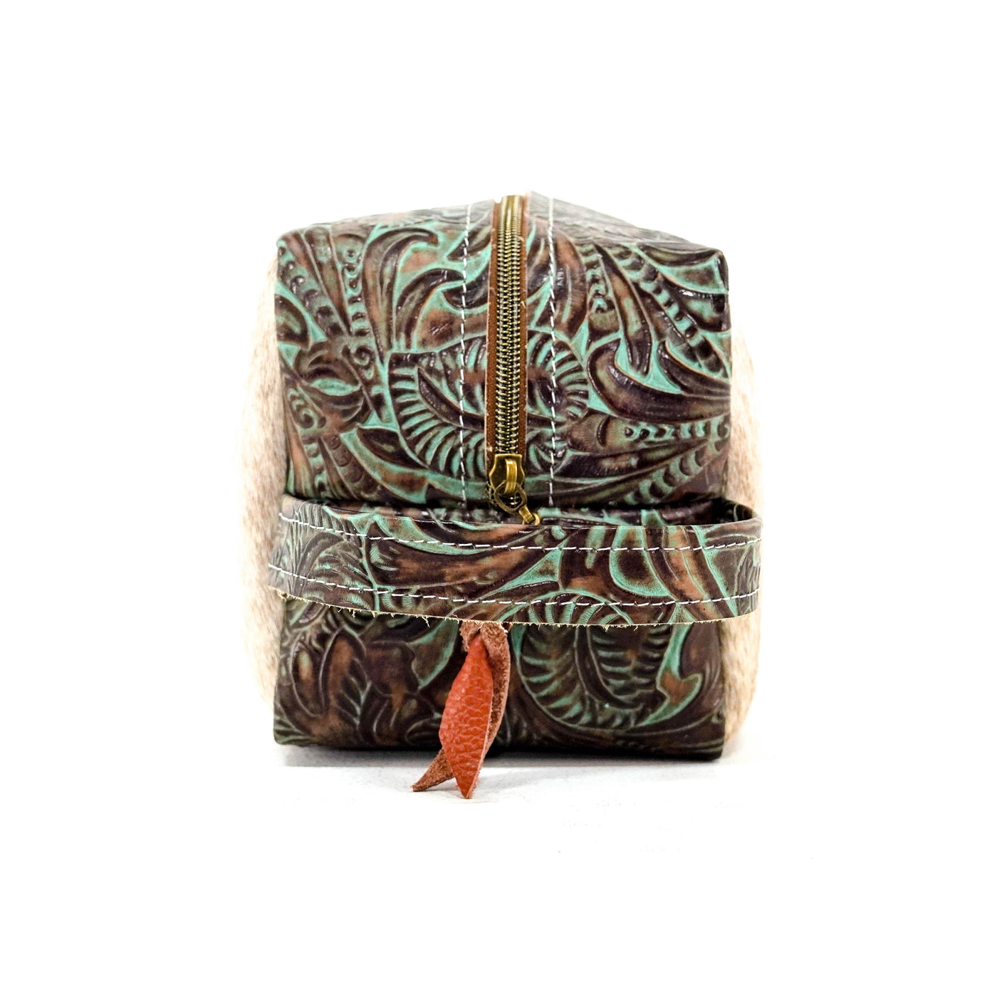 Dutton - Light Brindle w/ Turquoise Dallas Tool-Dutton-Western-Cowhide-Bags-Handmade-Products-Gifts-Dancing Cactus Designs