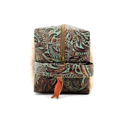 Dutton - Light Brindle w/ Turquoise Dallas Tool-Dutton-Western-Cowhide-Bags-Handmade-Products-Gifts-Dancing Cactus Designs