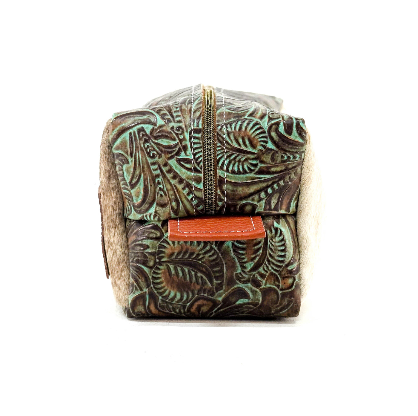 Dutton - Light Brindle w/ Turquoise Dallas Tool-Dutton-Western-Cowhide-Bags-Handmade-Products-Gifts-Dancing Cactus Designs