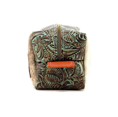 Dutton - Light Brindle w/ Turquoise Dallas Tool-Dutton-Western-Cowhide-Bags-Handmade-Products-Gifts-Dancing Cactus Designs