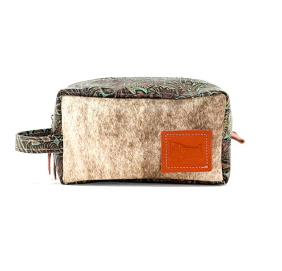 Dutton - Light Brindle w/ Turquoise Dallas Tool-Dutton-Western-Cowhide-Bags-Handmade-Products-Gifts-Dancing Cactus Designs