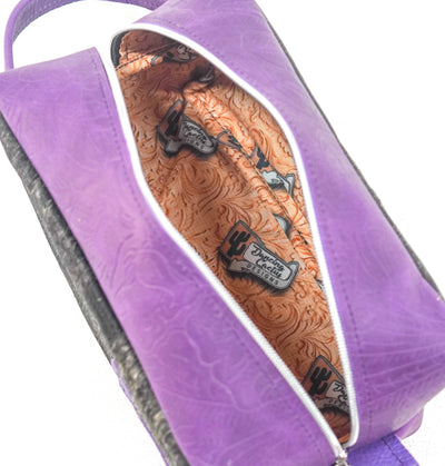 Dutton - Salt & Pepper w/ Purple Denver Tool-Dutton-Western-Cowhide-Bags-Handmade-Products-Gifts-Dancing Cactus Designs