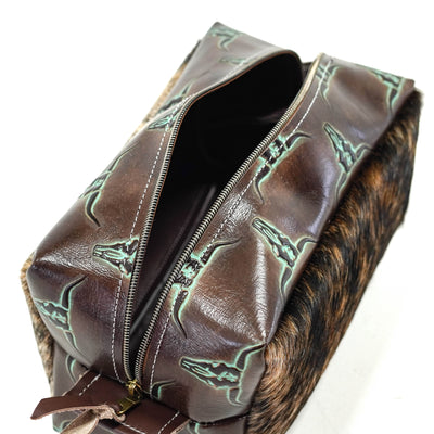 Dutton - Two-Tone Brindle w/ Mint Chocolate Skulls-Dutton-Western-Cowhide-Bags-Handmade-Products-Gifts-Dancing Cactus Designs
