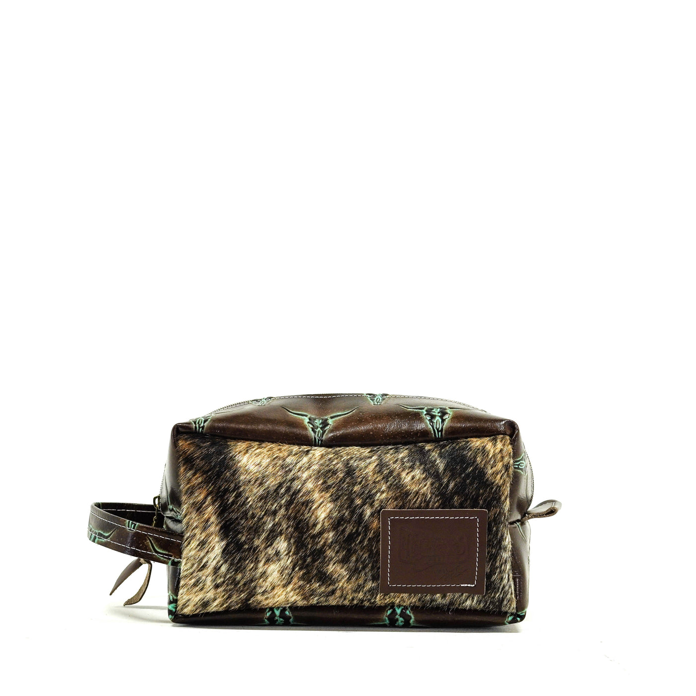 Dutton - Two-Tone Brindle w/ Mint Chocolate Skulls-Dutton-Western-Cowhide-Bags-Handmade-Products-Gifts-Dancing Cactus Designs